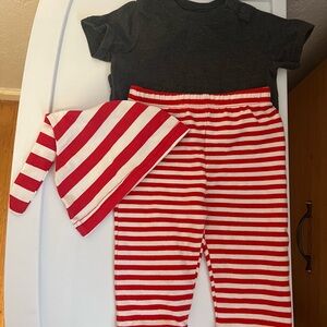 Cat & Jack Dark Grey and Red Striped Kids Matching Set
